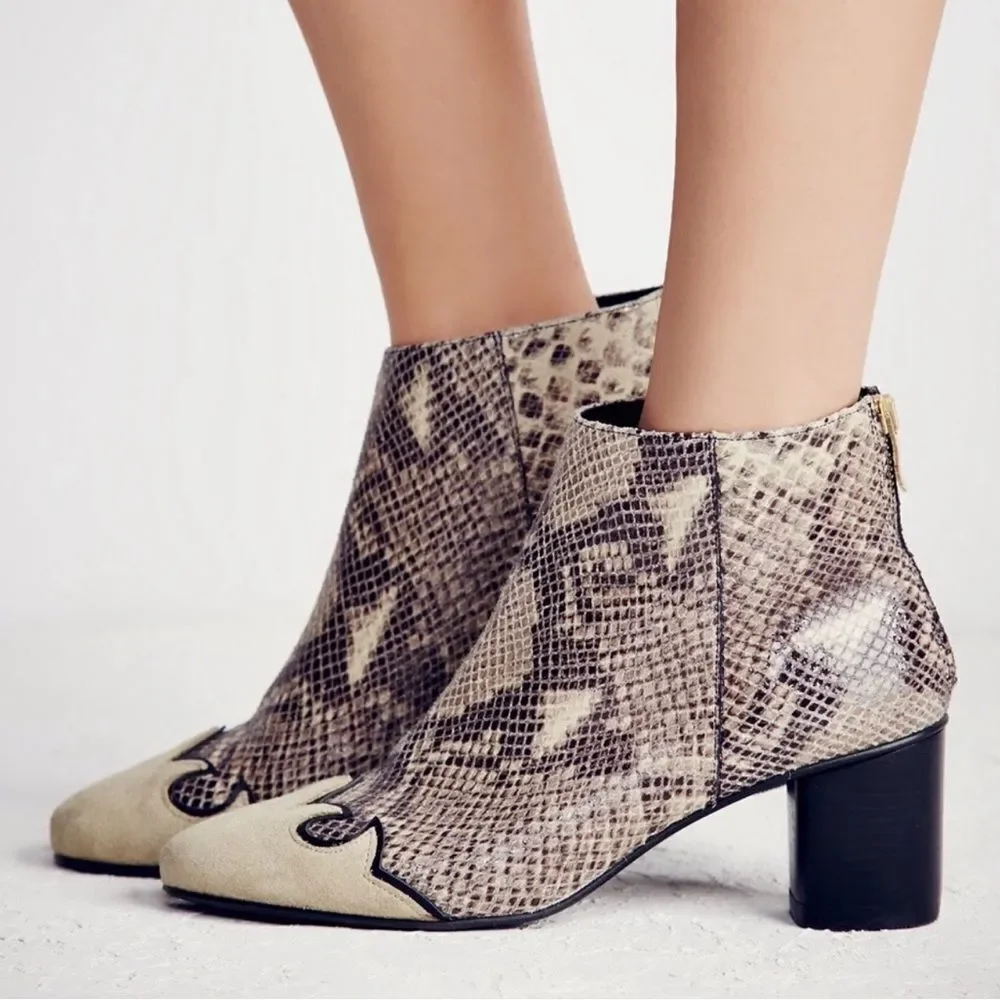 Free People Adelle Snakeskin Embossed Bootie